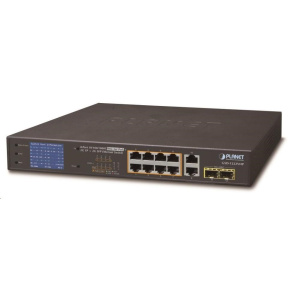 BAZAR - Planet GSD-1222VHP Switch, 8x PoE + 2x 1000Base-T + 2x SFP, LCD,VLAN, extend mód 10Mb do 250m, IEEE 802.3at 120W