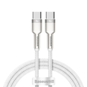 Baseus Cafule Series USB-C samec na USB-C samec nabíjací/dátový kábel s kovovými koncovkami 100 W 2 m, biely