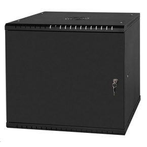 LEXI-Net 19" nástěnný rozvaděč Basic 9U, šířka 525mm, hloubka 450mm, plechové dveře, bez zad, rozložený, černý