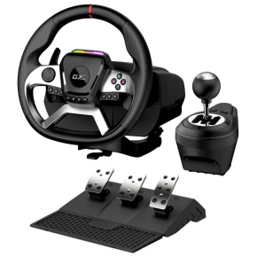 GENIUS Volant s pedály GX Gaming SpeedMaster X5 FF, Řadící páka, Drátový USB-C, vibrační, PC, PS4, Xbox One GENIUS Volant s pedály GX Gaming SpeedMaster X5 FF, Řadící páka, Drátový USB-C, vibrační, PC, PS4, Xbox One
