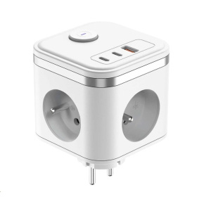 Viking síťový adaptér Y33, 3x 230 V, 1x USB-A, 2x USB-C, tlačítko ON/OFF, bílá Viking síťový adaptér Y33, 3x 230 V, 1x USB-A, 2x USB-C, tlačítko ON/OFF, bílá