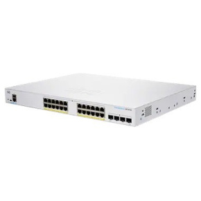 Prepínač Cisco CBS350-24FP-4G, 24xGbE RJ45, 4xSFP, bez ventilátora, PoE+, 370W - REFRESH