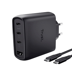 TRUST GaN Nabíječka MAXO 65W, 3xUSB-C,1xUSB-A, černá