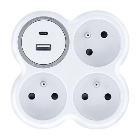 Solight rozbočka, 3x 15A, USB nabíječka A+C, bílá-šedá Solight rozbočka, 3x 15A, USB nabíječka A+C, bílá-šedá