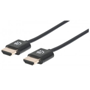 MANHATTAN Ultratenký vysokorýchlostný kábel HDMI s Ethernetom, HEC, ARC, 3D, 4K, HDMI samec - samec, tienený, čierny, 1 m