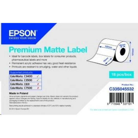Rolka štítkov Epson, normálny papier, 102x76 mm