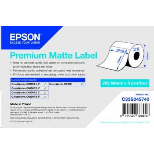 Rolka štítkov Epson, normálny papier, 105x210 mm