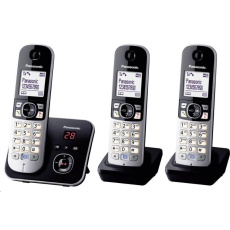 Panasonic KX-TG6823 Trio DECT, GAP bezdrátový analogový telefon záznamník, handsfree černá, stříbrná
