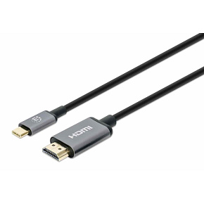 Manhattan kabel USB-C na HDMI, USB-C Male na HDMI Male, 2m, černá Manhattan kabel USB-C na HDMI, USB-C Male na HDMI Male, 2m, černá