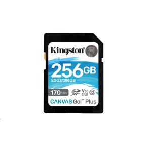 Kingston 256GB SecureDigital Canvas Go! Plus (SDXC), 170R 90W Class 10 UHS-I U3 V30