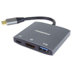 PremiumCord adaptér USB-C na HDMI, USB3.0, PD, 4K a FULL HD 1080p rozlíšenie