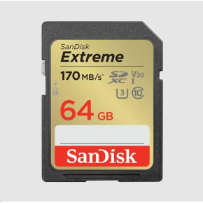 Karta SanDisk SDXC 64 GB Extreme (170 MB/s triedy 10, UHS-I U3 V30)