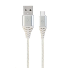 GEMBIRD CABLEXPERT USB 2.0 Kábel AM na typ C (AM/CM), 1 m, opletený, bielo-strieborný, blister, PREMIUM KVALITA