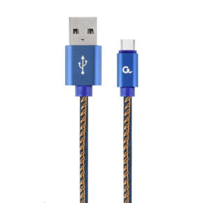 GEMBIRD CABLEXPERT USB 2.0 Kábel AM na typ C (AM/CM), 2 m, opletený, džínsy, blister, PREMIUM KVALITA
