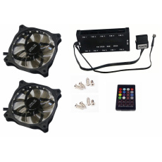 EUROCASE ventilátor RGB 120mm (FullControl spot Led), set 2ks + controller