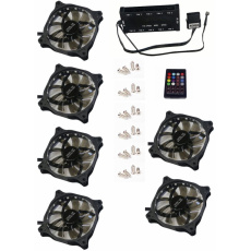 EUROCASE ventilátor RGB 120mm (FullControl spot Led), set 6ks + controller