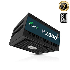 EVOLVEO P1000, zdroj 1000W, 80+ PLATINUM, ATX 3.1, aPFC, 140 mm ventilátor, plně modulární, 3 roky záruka, černý EVOLVEO P1000, zdroj 1000W, 80+ PLATINUM, ATX 3.1, aPFC, 140 mm ventilátor, plně modulární, 3 roky záruka, černý