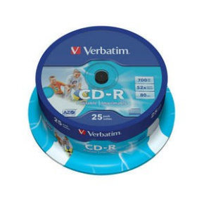 VERBATIM CD-R(25-balenie)Vreteno/tlačiteľné/52x/700MB/DLP