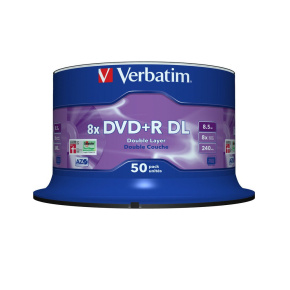VERBATIM DVD+R(50-pack)/Double Layer/Spindle/ 8X 8.5GB Matt Silver