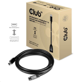 Club3D Prodlužovací kabel Mini DisplayPort 1.4 na DisplayPort 8K 60Hz DSC 1.2 HBR3 HDR Bidirectional (M/F), 1m