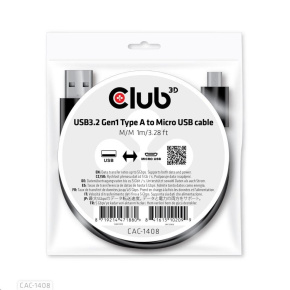 Kábel USB Club3D 3.2 Kábel Gen1 Type-A na Micro USB M/M, 1 m