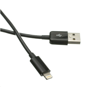 Kábel C-TECH USB 2.0 Lightning (IP5 a vyšší) nabíjací a synchronizačný kábel, 2m, čierny