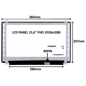 LCD PANEL 15,6" FHD 1920x1080 40PIN MATNÝ / ÚCHYTY HORE A DOLE
