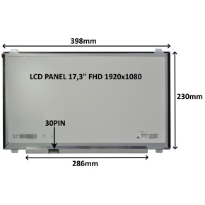 LCD PANEL 17,3" FHD 1920x1080 30PIN MATNÝ IPS / ÚCHYTY NAHOŘE A DOLE