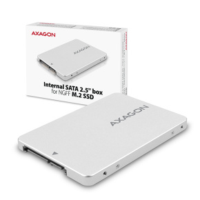 AXAGON RSS-M2SD, SATA - M.2 SATA SSD, interní 2.5" ALU box, stříbrný