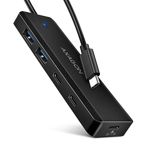 AXAGON HUE-C2C, 4× USB 5Gbps TRAVEL hub, 2× USB-A + 2× USB-C, USB-C napájanie, kábel USB-C 19cm AXAGON HUE-C2C, 4× USB 5Gbps TRAVEL hub, 2× USB-A + 2× USB-C, USB-C napájanie, kábel USB-C 19cm