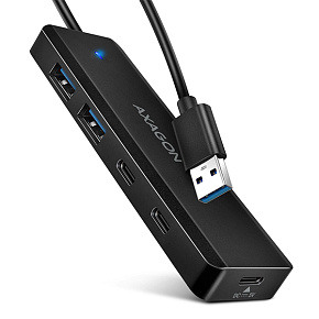 AXAGON HUE-C2A, 4× USB 5Gbps TRAVEL hub, 2× USB-A + 2× USB-C, USB-C napájanie, kábel USB-A 19cm AXAGON HUE-C2A, 4× USB 5Gbps TRAVEL hub, 2× USB-A + 2× USB-C, USB-C napájanie, kábel USB-A 19cm
