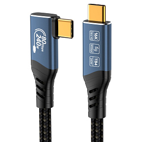 PremiumCord USB4™ Version2.0 80Gbps 16K@60Hz 240W Thunderbolt 3 a 4 kábel zahnutý 1m