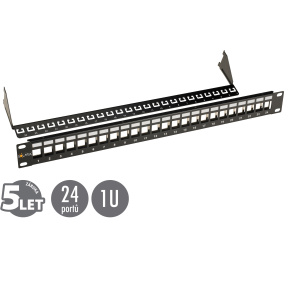 19" modulární neosazený patch panel Solarix 24 portů černý 1U SX24M-0-STP-BK-UNI