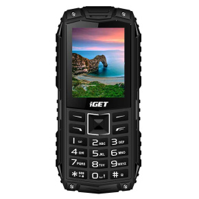 iGET Defender D10 Black - odolný telefón IP68, DualSIM, 2500 mAh, BT, powerbanka, svietidlo, FM, MP3