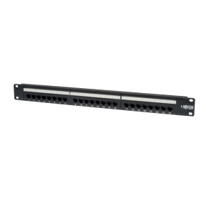 Patch panel pre montáž do racku 1U, 24x Cat6/Cat5, 568B, RJ45 Ethernet