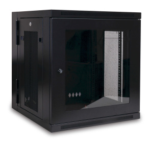 Skriňa SmartRack 12U, Š=600mm, Hl=550mm, hĺbka pre prepínače, presklené dvere, montáž na stenu