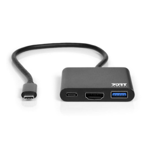 PORT CONNECT USB-C HUB, HDMI 1X 4K + USB-A + USB-C, čierny PORT CONNECT USB-C HUB, HDMI 1X 4K + USB-A + USB-C, čierny