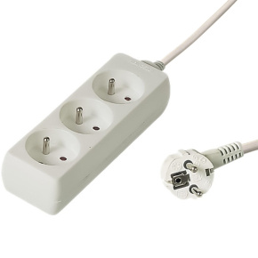 PREMIUMCORD Predlžovací kábel 230V 10m, 3 zásuvky, biely PREMIUMCORD Predlžovací kábel 230V 10m, 3 zásuvky, biely