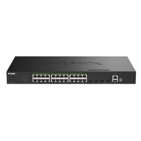 D-Link DGS-1530-28P/E 24 Portov GE PoE(30W) + 4 Porty 10G SFP+ Smart Managed Switch, 370W