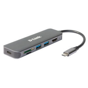 D-Link 6-in-1 USB-C Hub with HDMI/Card Reader/Power Delivery D-Link 6-in-1 USB-C Hub with HDMI/Card Reader/Power Delivery