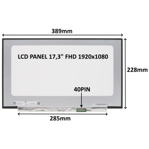 LCD PANEL 17,3" FHD 1920x1080 40PIN MATNÝ IPS 144HZ / BEZ ÚCHYTOV