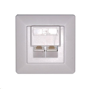 Zásuvka UTP 2x RJ45 Cat5E, duální svorkovnice, pod omítku Zásuvka UTP 2x RJ45 Cat5E, duální svorkovnice, pod omítku