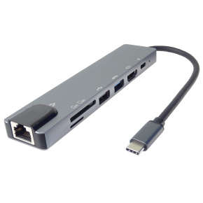 PremiumCord USB-C na HDMI + USB3.0 + USB2.0 + PD + SD/TF + RJ45 adaptér PremiumCord USB-C na HDMI + USB3.0 + USB2.0 + PD + SD/TF + RJ45 adaptér