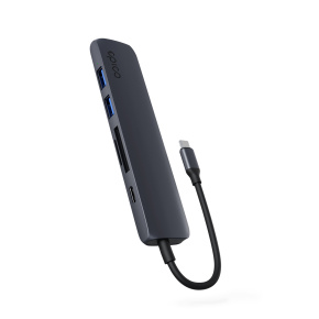 Epico 6v1 hliníkový USB-C 8K hub - atramentová