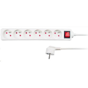 Solight prodlužovací přívod, 6 zásuvek, bílý, vypínač, 1,5m Solight prodlužovací přívod, 6 zásuvek, bílý, vypínač, 1,5m