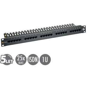 19" ISDN panel Solarix 25 x RJ45 čierny 1U SX25-ISDN-BK