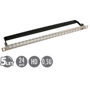 19" modulárny neosadený high-density patch panel Solarix 24 portov 0,5U SX24HDM-0-STP-SL-UNI