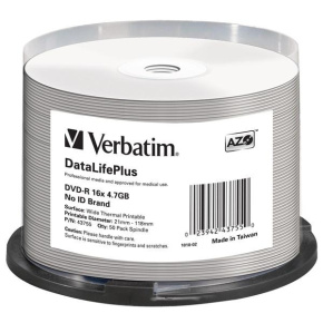 VERBATIM DVD-R(50-balenie)/vreteno/16X/4.7 GB/DataLife Plus Wide Thermal Professional Bez ID značky VERBATIM DVD-R(50-balenie)/vreteno/16X/4.7 GB/DataLife Plus Wide Thermal Professional Bez ID značky