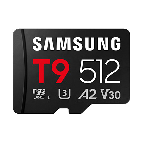 Samsung T9/Micro SDXC/512GB/UHS-I U3 / Class 10/+ Adaptér/Čierna Samsung T9/Micro SDXC/512GB/UHS-I U3 / Class 10/+ Adaptér/Čierna