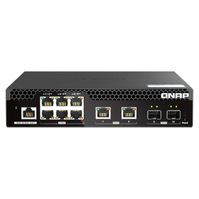 QNAP riadený switch QSW-M2106R-2S2T (6x 2,5GbE RJ45, 2x 10GbE RJ45, 2x 10GbE SFP+, malá šírka)